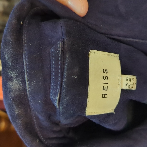 Reiss Santiago Suede Biker Jacket 100% goat leather women's size 6 - Picture 8 of 8